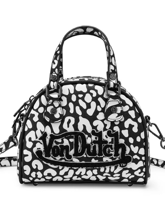 Von Dutch Handbags - Von Dutch White Cheetah Mini Bowler Bag Y2K Crossbody Handbag NWT